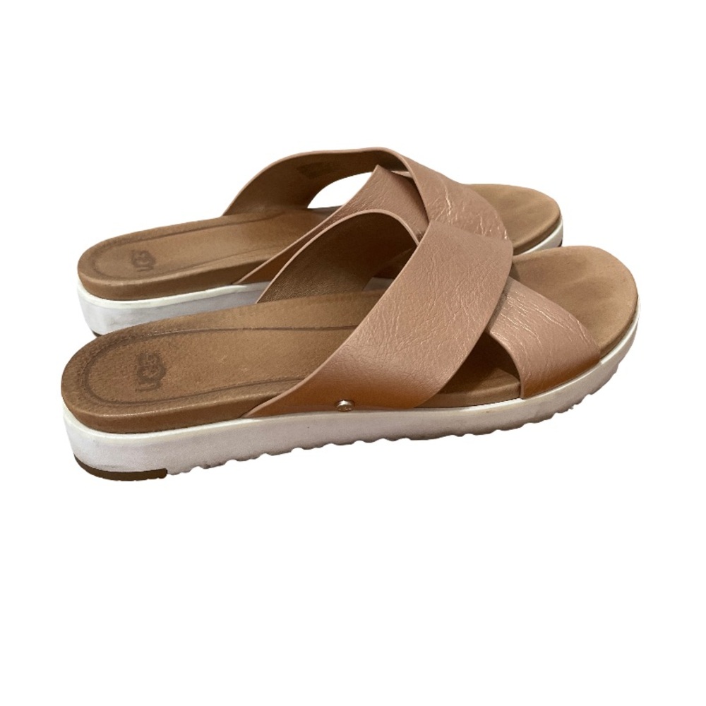 UGG Women's Size 8 Rose Gold Metallic Cross Strap Slide Sandals